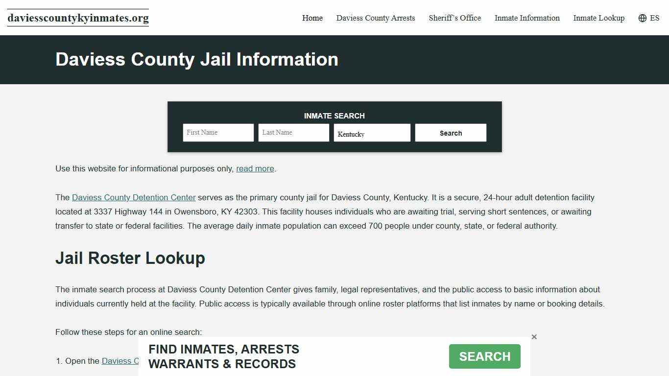 Daviess County, KY Jail Roster, Inmate Info