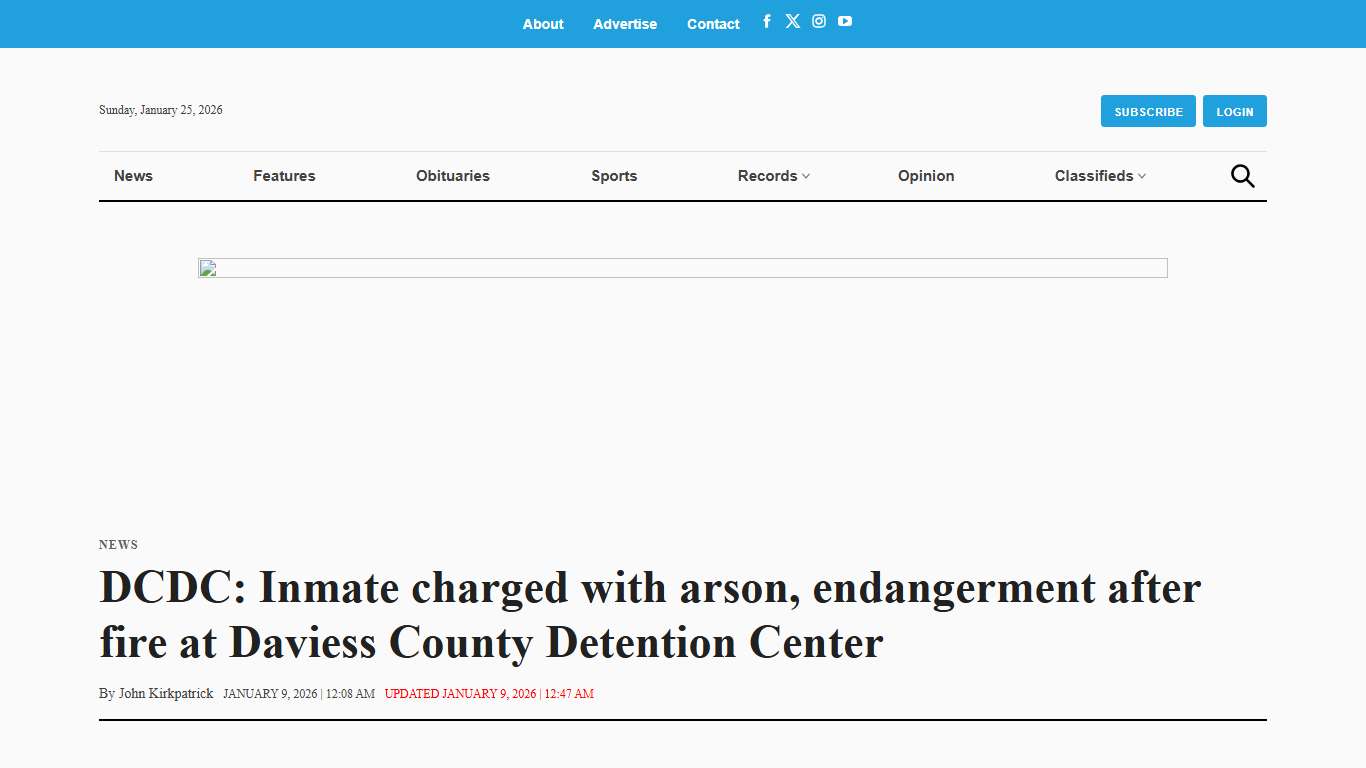 DCDC: Inmate charged with arson, endangerment after fire at Daviess County Detention Center - The Owensboro Times